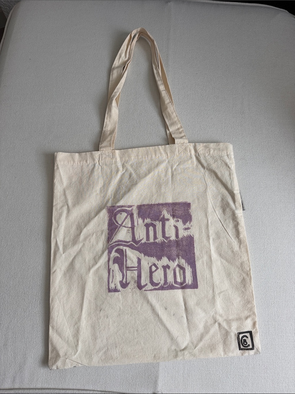 Canvas Tote Bag with Purple 'Anti Hero' Logo